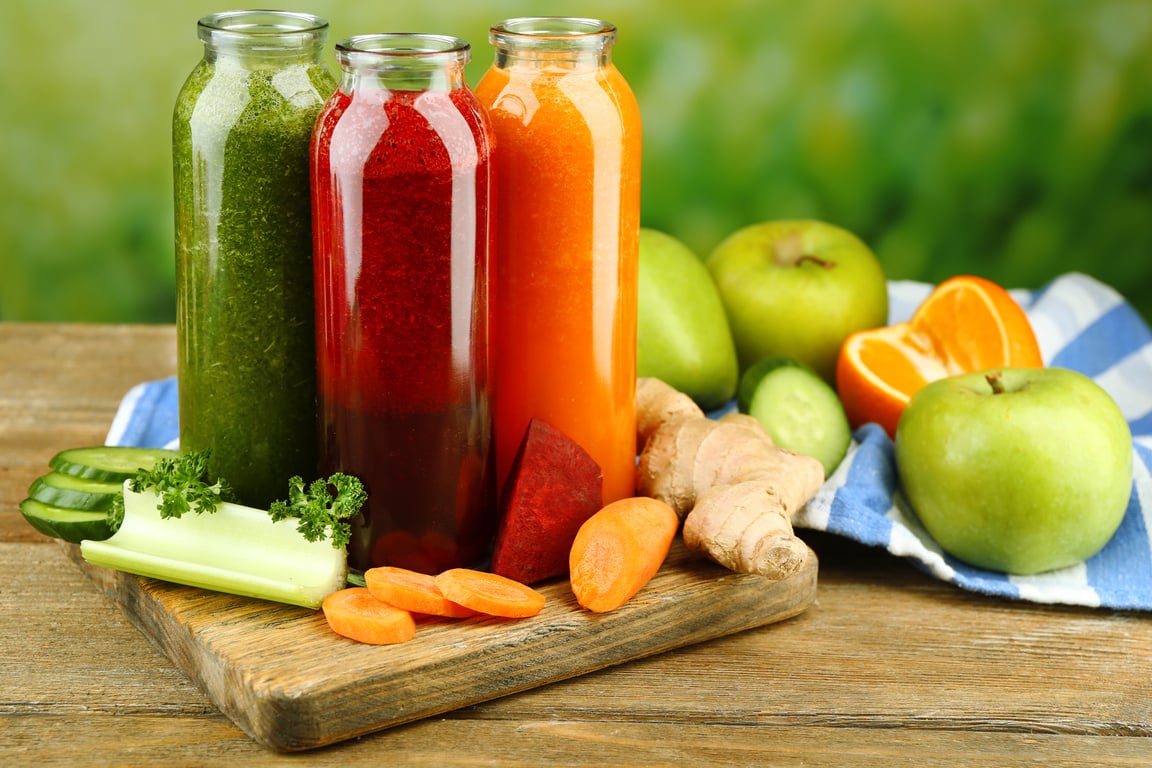 Bottles of Vegetable Juices